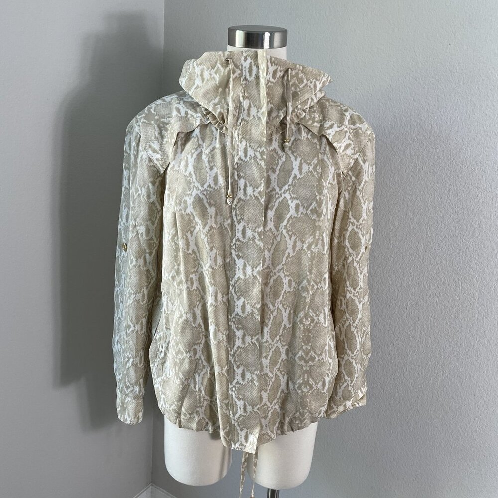 St John Womens XS Lightweight Silk‎ Blend Zip Up Jacket Snake Print Runs Big